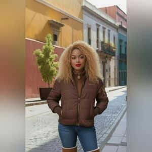 Vintage Baby Phat 90's Y2K Vibes Chocolate Brown Bomber Jacket Size 2X